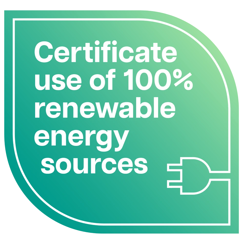 certificate use of 100% renewable energy sources